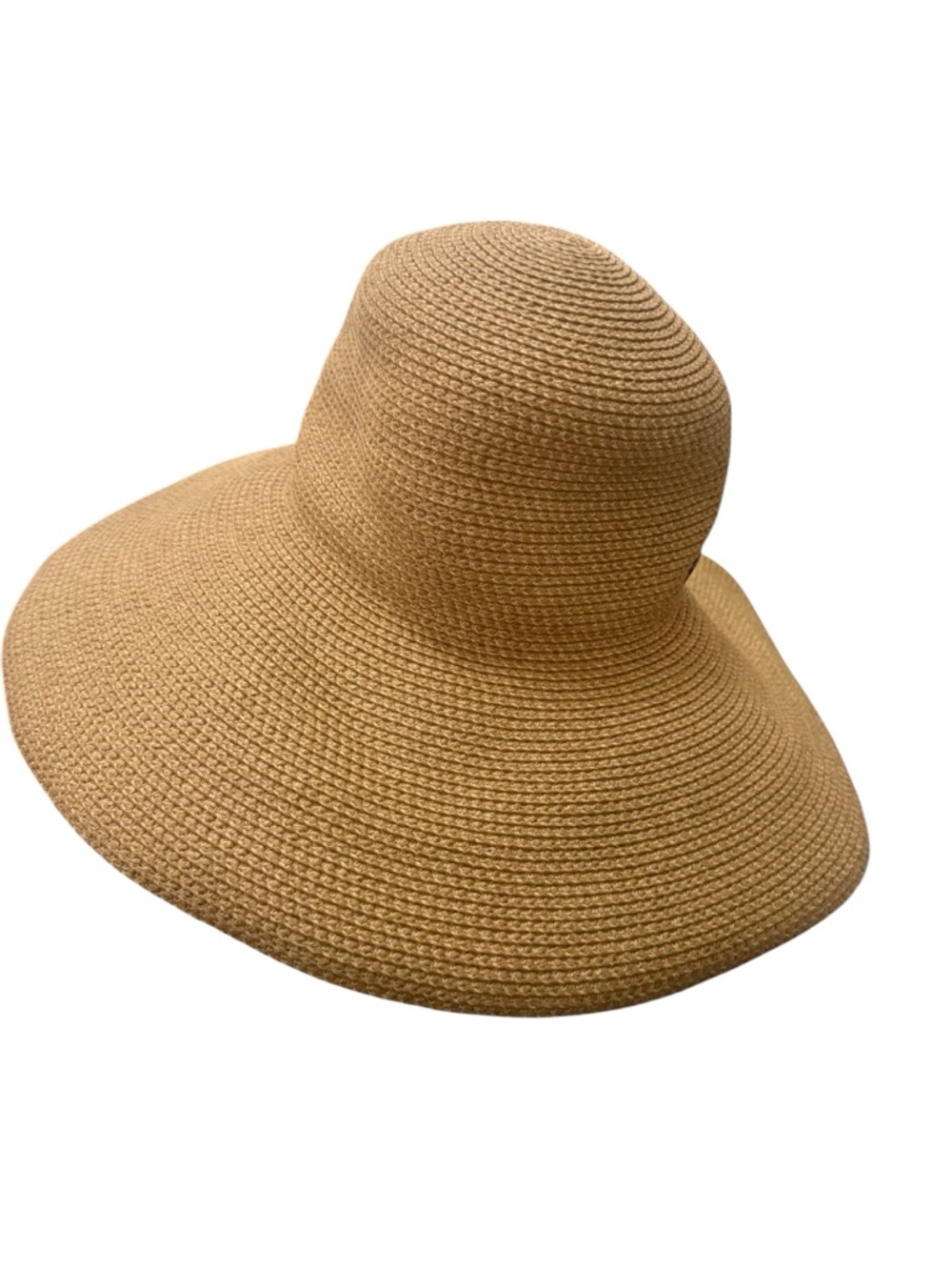 Eric Javits Oversized Woven Beach Hat - Tan 5” Brim